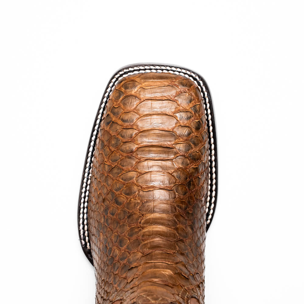 Marco Di Milano Missouri Men's Exotic Cowboy Boots – Genuine Python Skin | Cognac Square Toe