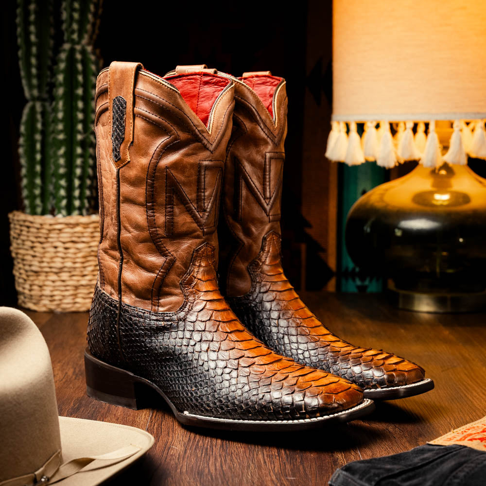 Marco Di Milano Missouri Men's Exotic Cowboy Boots – Genuine Python Skin | Lisboa Square Toe