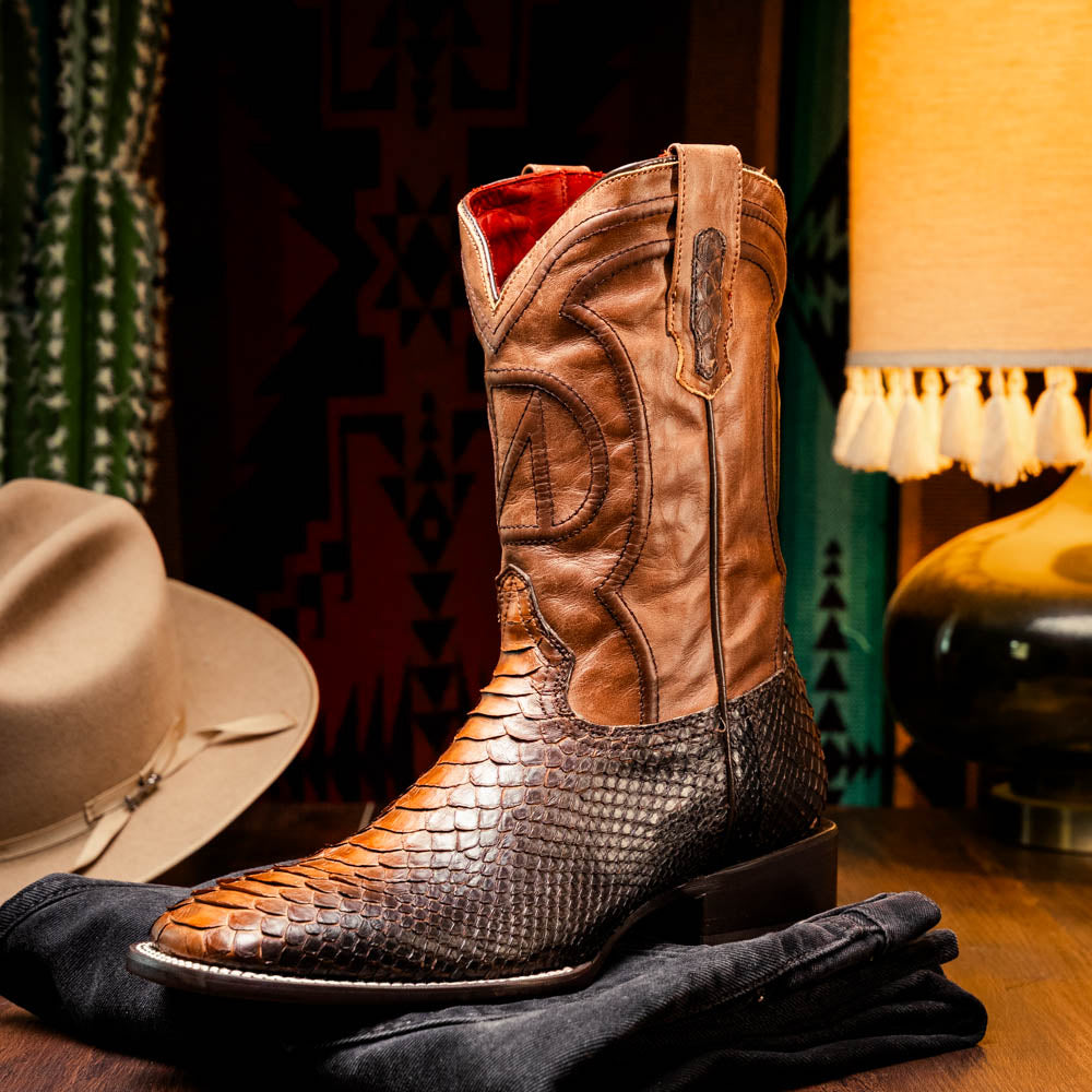Marco Di Milano Missouri Men's Exotic Cowboy Boots – Genuine Python Skin | Lisboa Square Toe