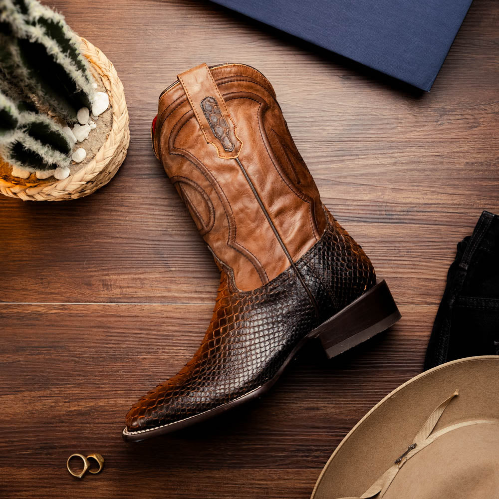 Marco Di Milano Missouri Men's Exotic Cowboy Boots – Genuine Python Skin | Lisboa Square Toe
