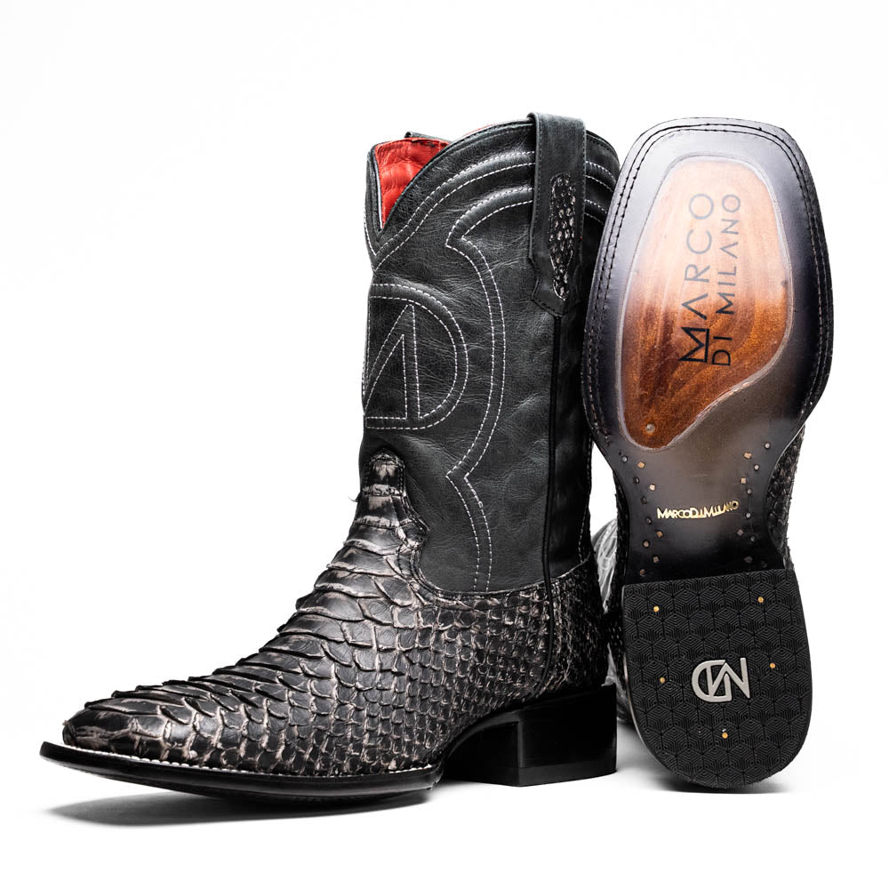 Marco Di Milano Missouri Stone White Python Cowboy Boots