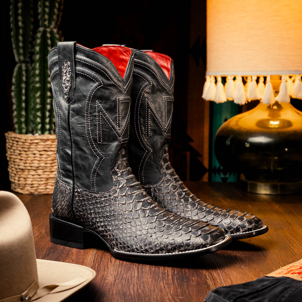 Marco Di Milano Missouri Stone White Python Cowboy Boots