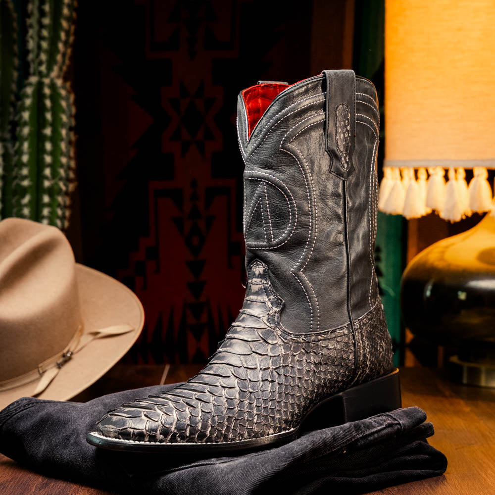 Marco Di Milano Missouri Stone White Python Cowboy Boots