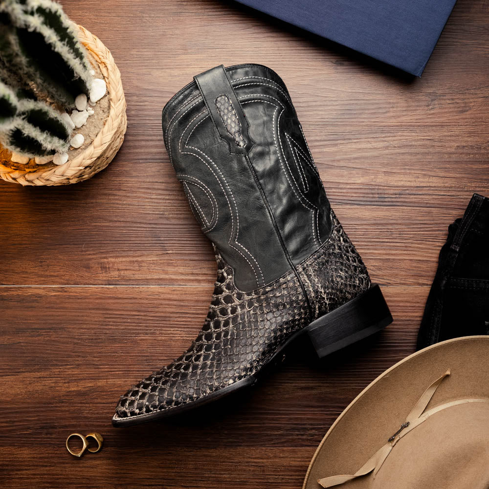 Marco Di Milano Missouri Stone White Python Cowboy Boots