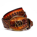 Marco Di Milano Montana Men's Exotic Western Belt – Caiman & Calfskin | Aged Maple