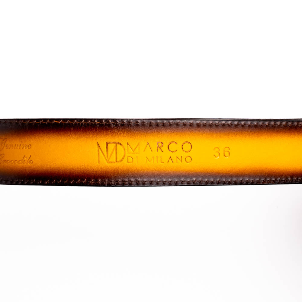 Marco Di Milano Montana Men's Exotic Western Belt – Caiman & Calfskin | Mustard Brown