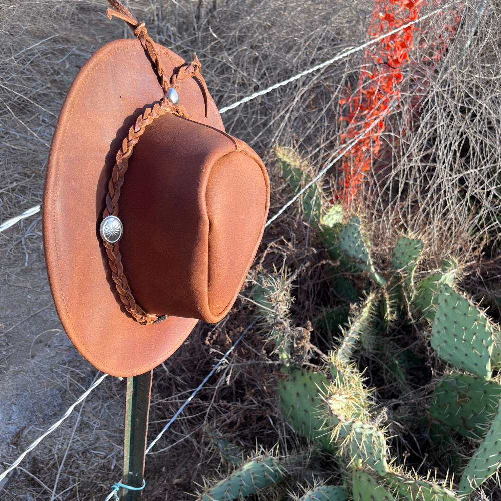 Canyons Brown Leather Rancher Hat | Baja Leather Western Hat