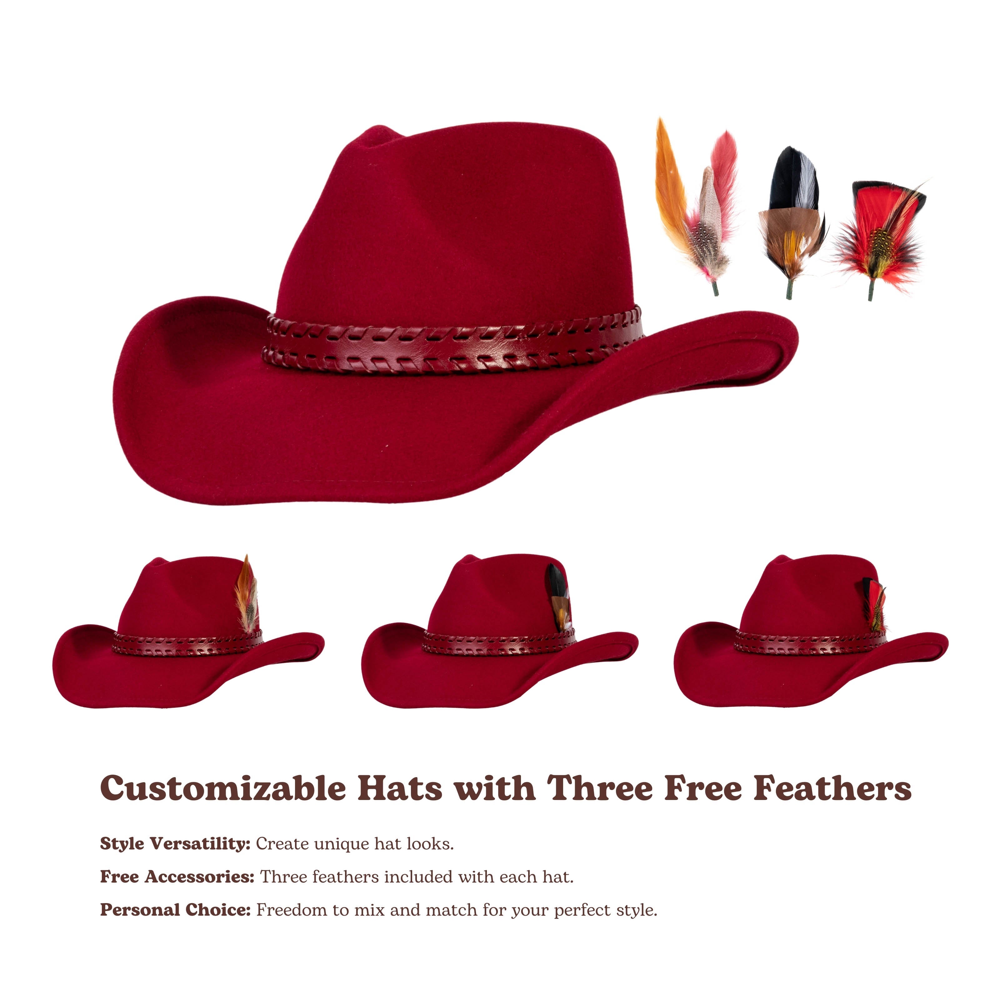 Outlaw Crimson Wool Felt Cowboy Hat | Mix Brown Western Hat
