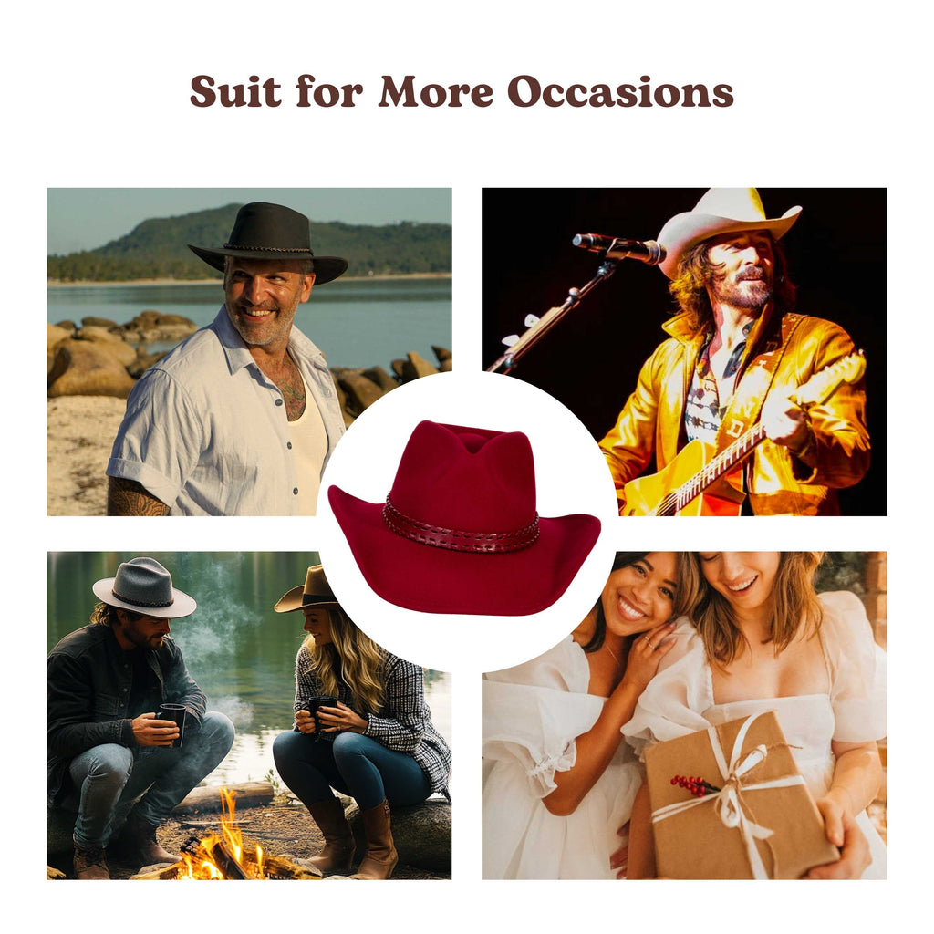 Outlaw Crimson Wool Felt Cowboy Hat | Mix Brown Western Hat