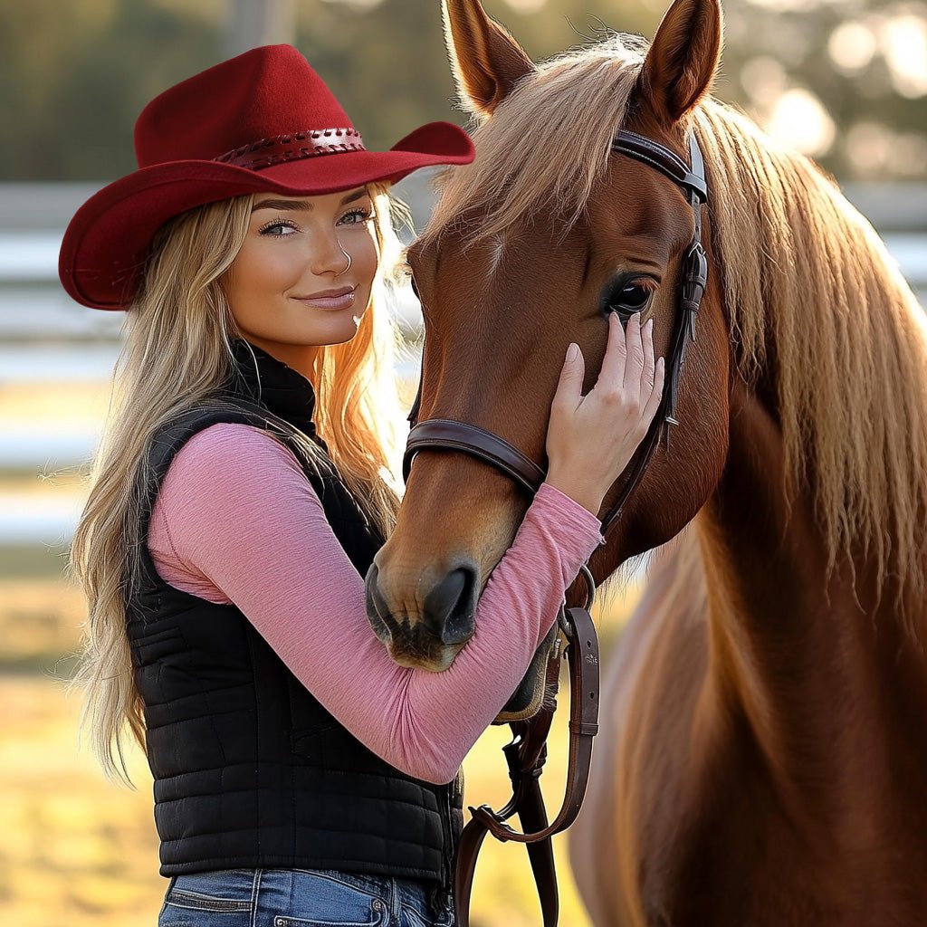 Outlaw Crimson Wool Felt Cowboy Hat | Mix Brown Western Hat