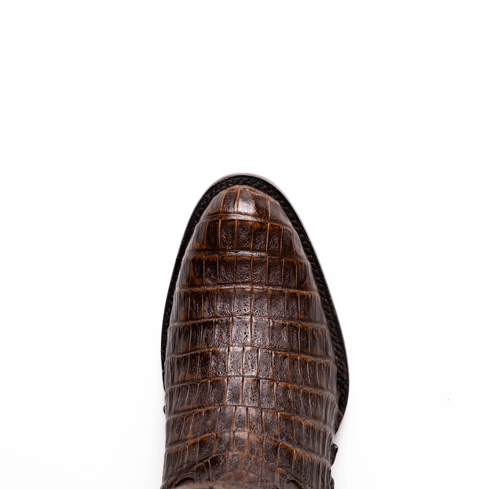 Marco Di Milano Phoenix Men's Exotic Cowboy Boots – Genuine Caiman Belly | Aged Brown