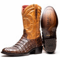 Marco Di Milano Phoenix Men's Exotic Cowboy Boots – Genuine Caiman Belly | Aged Maple Round Toe