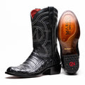 Marco Di Milano Phoenix Men's Exotic Cowboy Boots – Genuine Caiman Belly | Black Round Toe