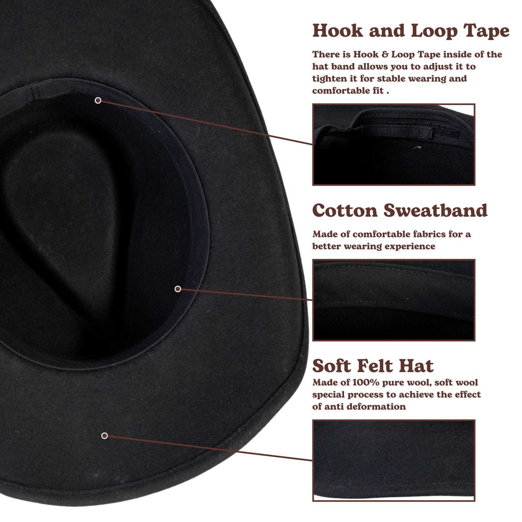Rustler Black Wool Felt Cowboy Hat | Mix Brown Western Hat
