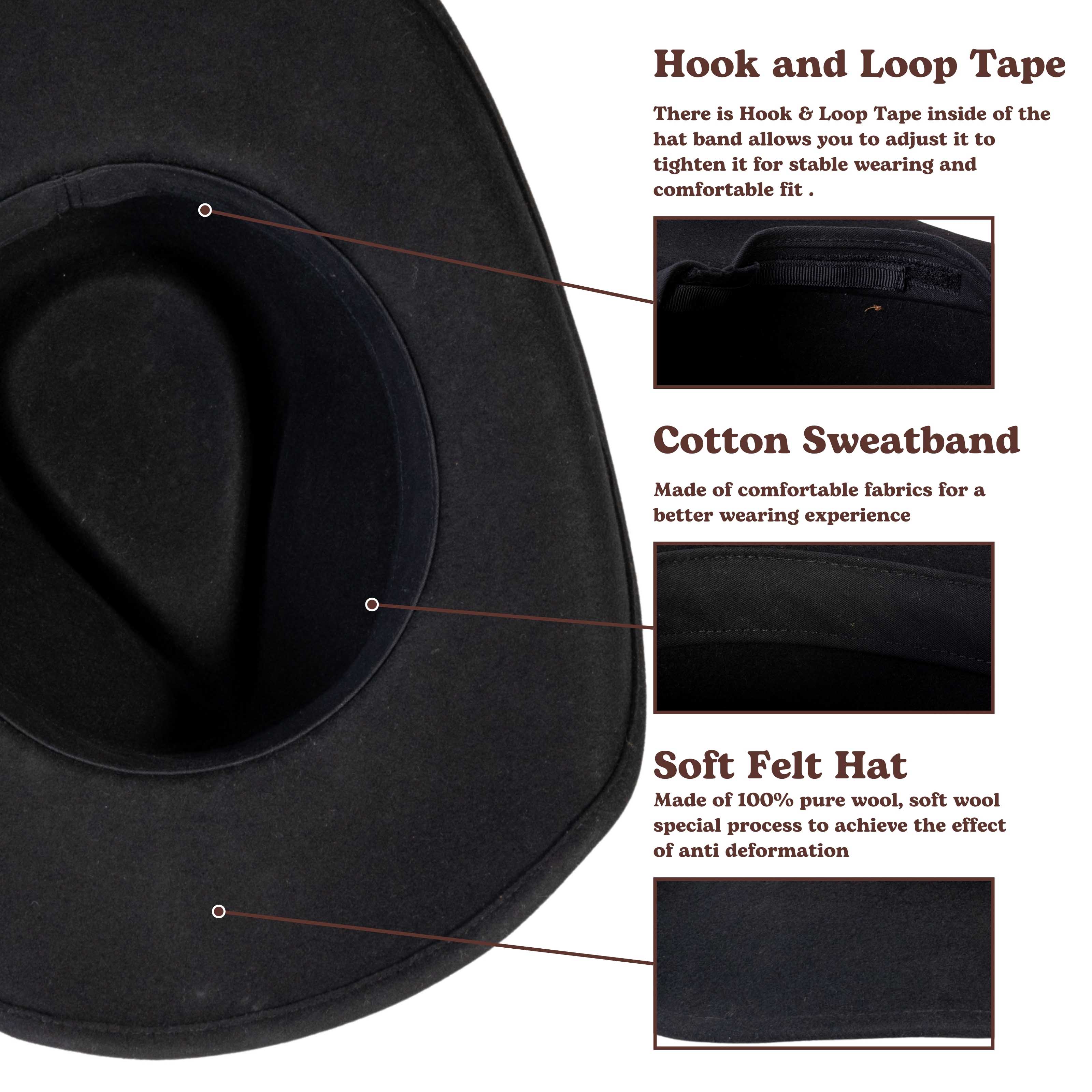 Rustler Black Wool Felt Cowboy Hat | Mix Brown Western Hat
