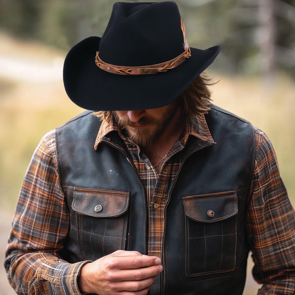 Rustler Black Wool Felt Cowboy Hat | Mix Brown Western Hat