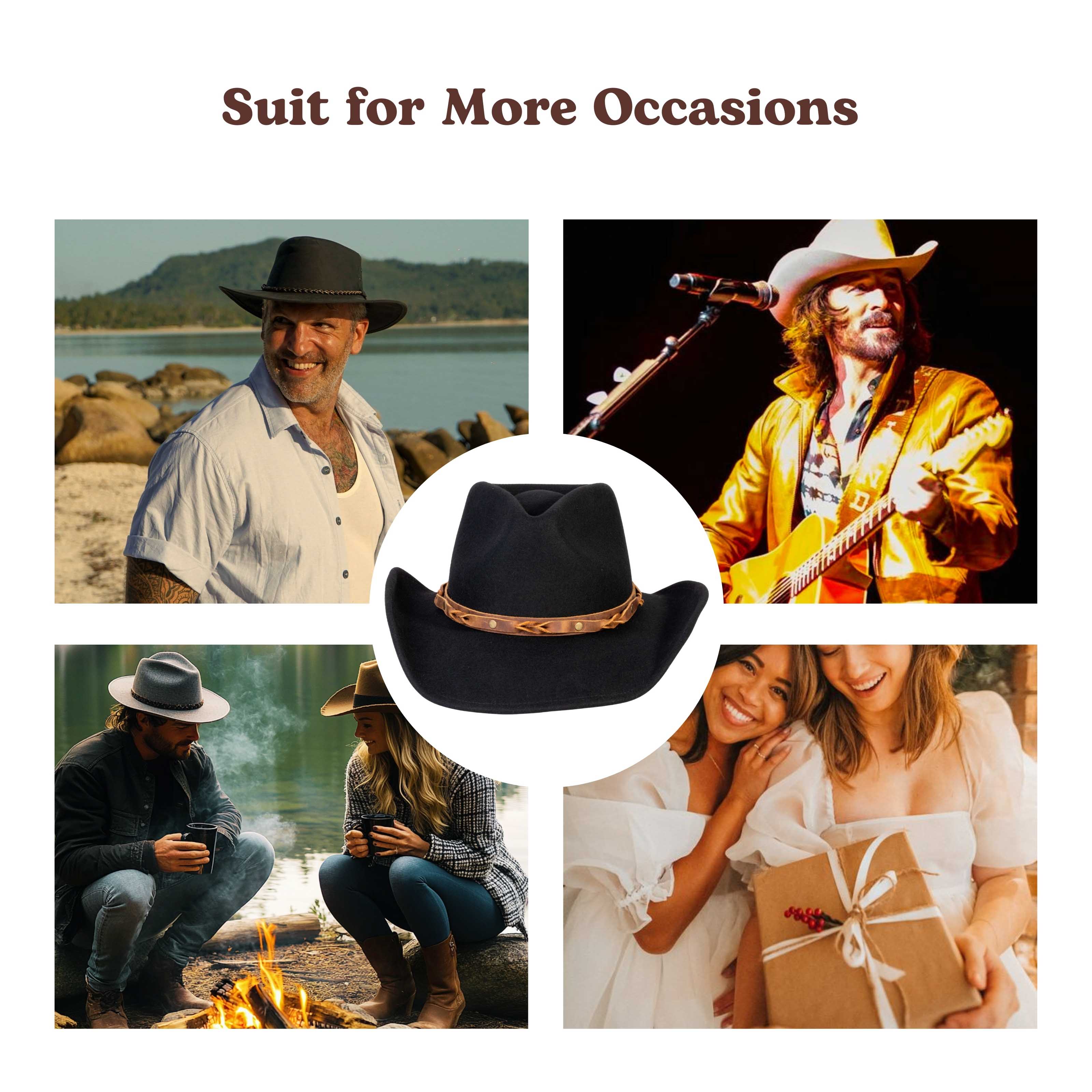 Rustler Black Wool Felt Cowboy Hat | Mix Brown Western Hat