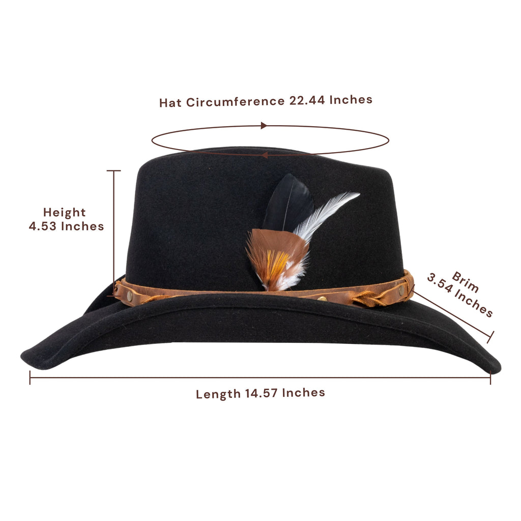 Rustler Black Wool Felt Cowboy Hat | Mix Brown Western Hat