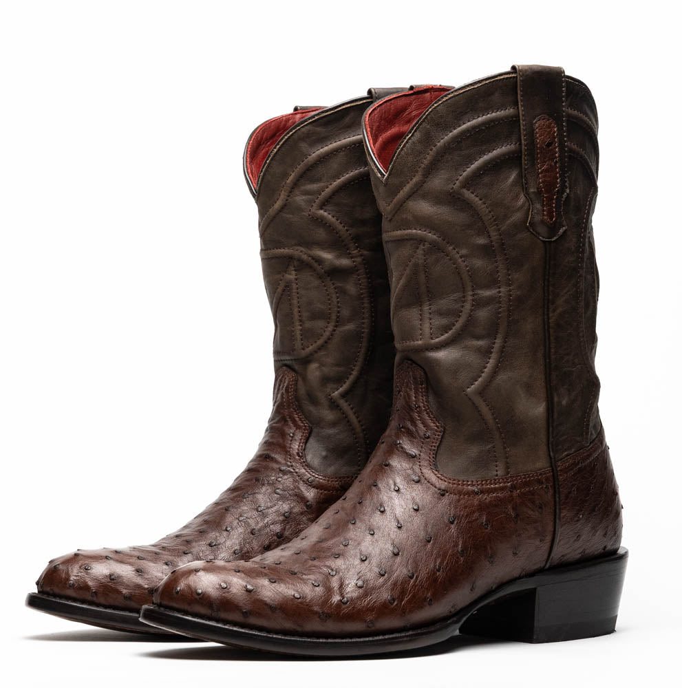 Marco Di Milano Savannah Men's Exotic Cowboy Boots – Full-Quill Ostrich | Kango Tabac Round Toe