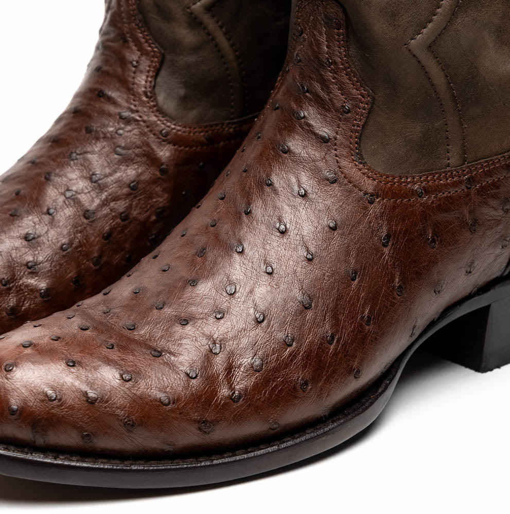 Marco Di Milano Savannah Men's Exotic Cowboy Boots – Full-Quill Ostrich | Kango Tabac Round Toe