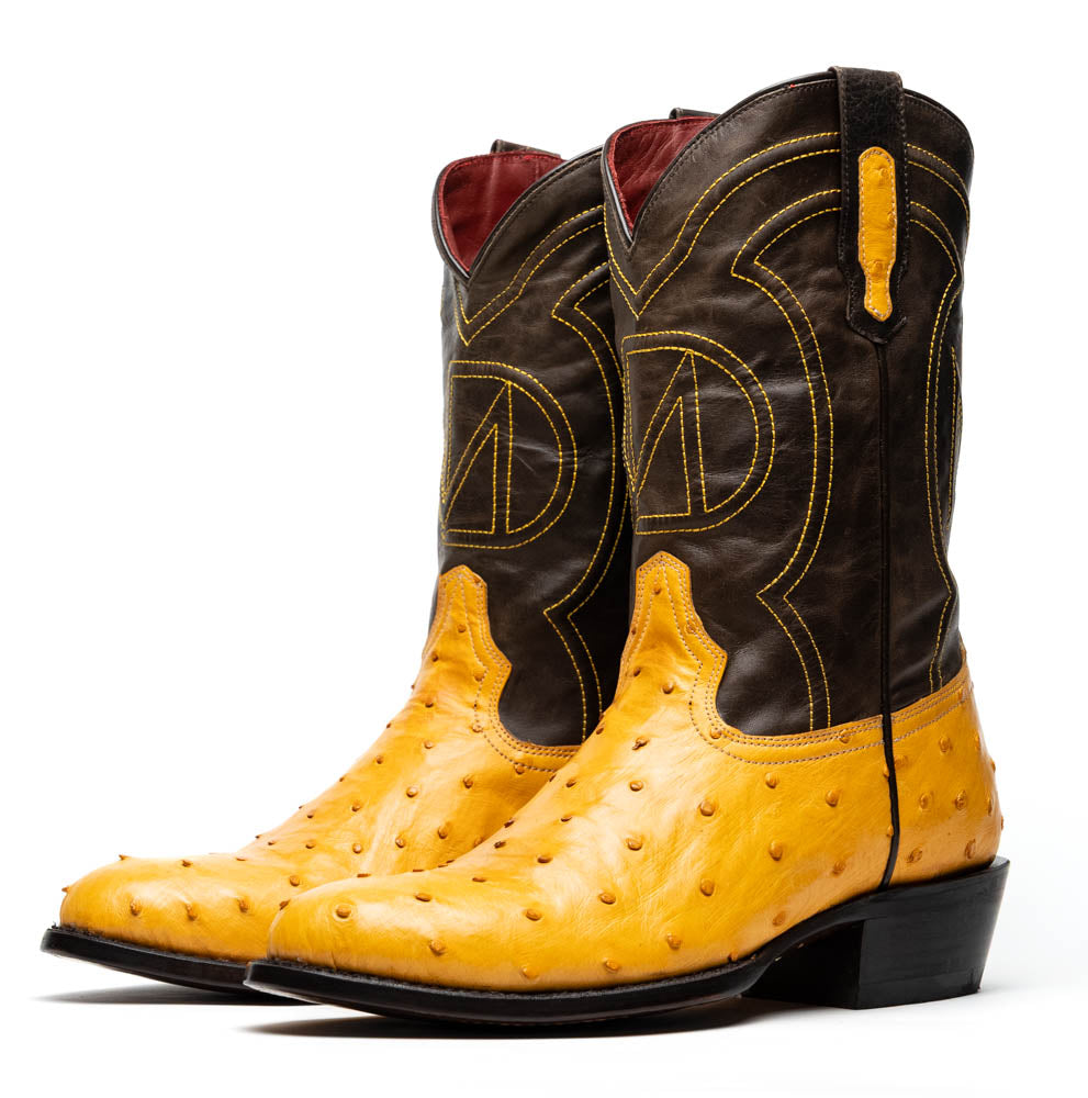 Marco Di Milano Savannah Men's Exotic Cowboy Boots – Full-Quill Ostrich | Buttercup Round Toe