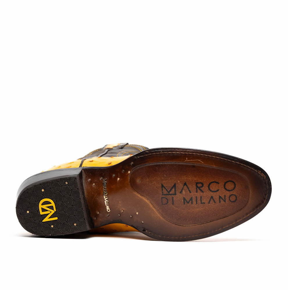 Marco Di Milano Savannah Men's Exotic Cowboy Boots – Full-Quill Ostrich | Buttercup Round Toe