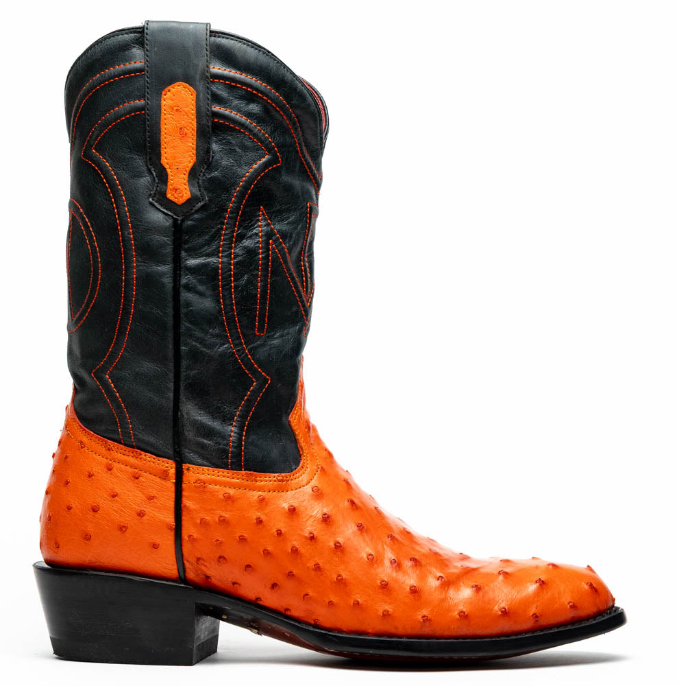 Marco Di Milano Savannah Men's Exotic Cowboy Boots – Full-Quill Ostrich | Orange Round Toe