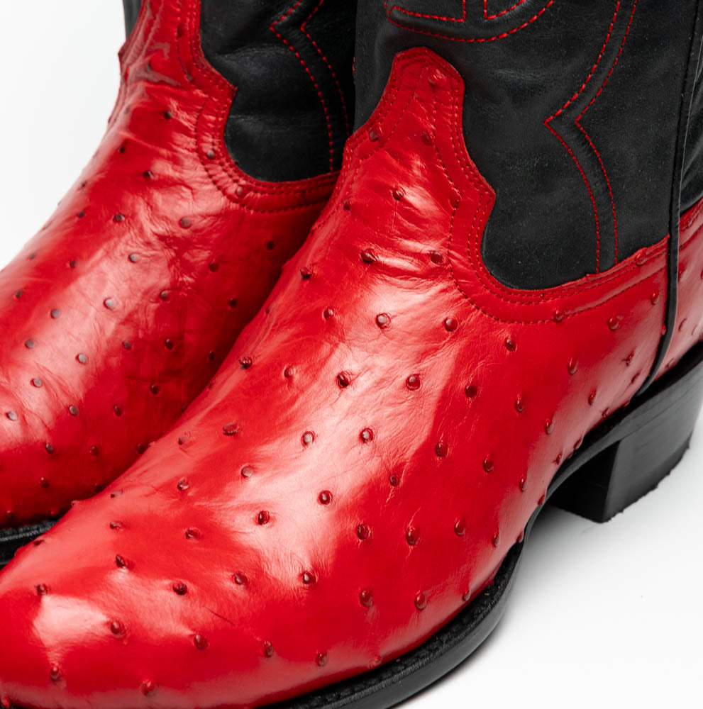 Marco Di Milano Savannah Men's Exotic Cowboy Boots – Full-Quill Ostrich | Red Round Toe
