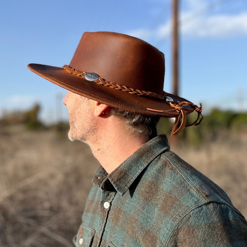 Canyons Brown Leather Rancher Hat | Baja Leather Western Hat