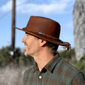 Canyons Brown Leather Rancher Hat | Baja Leather Western Hat