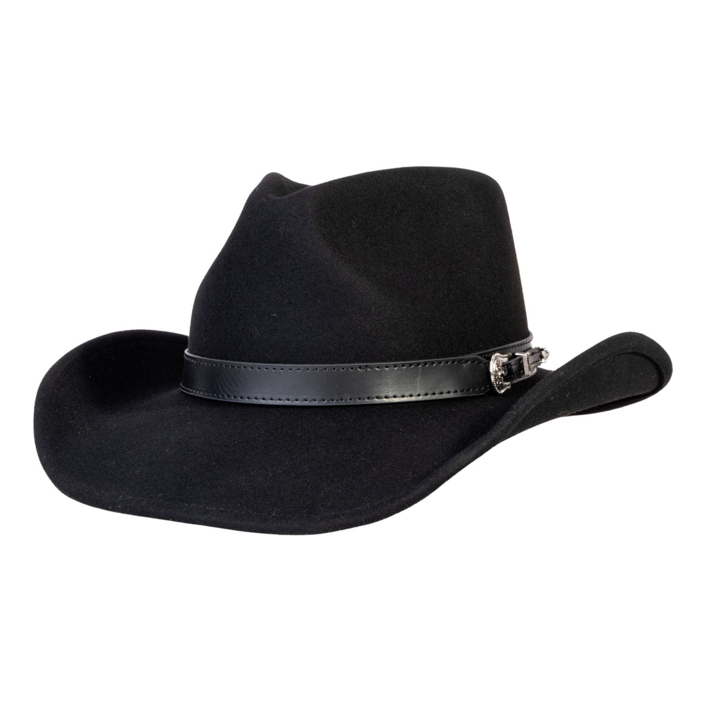 Silver Buckle Black Wool Felt Cowboy Hat | Mix Brown Western Hat