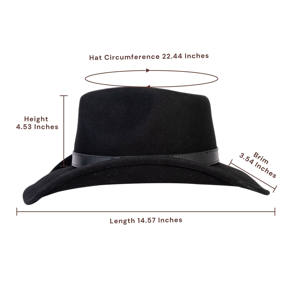 Silver Buckle Black Wool Felt Cowboy Hat | Mix Brown Western Hat