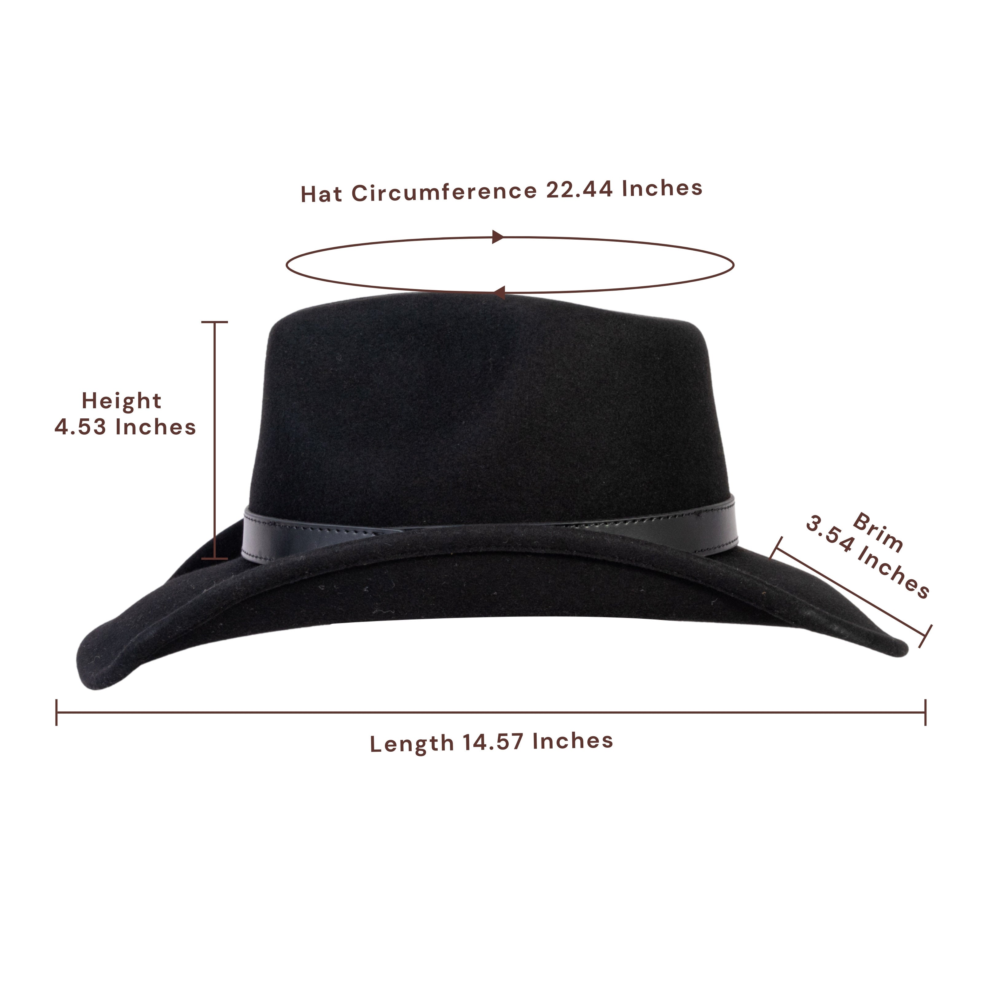 Silver Buckle Black Wool Felt Cowboy Hat | Mix Brown Western Hat