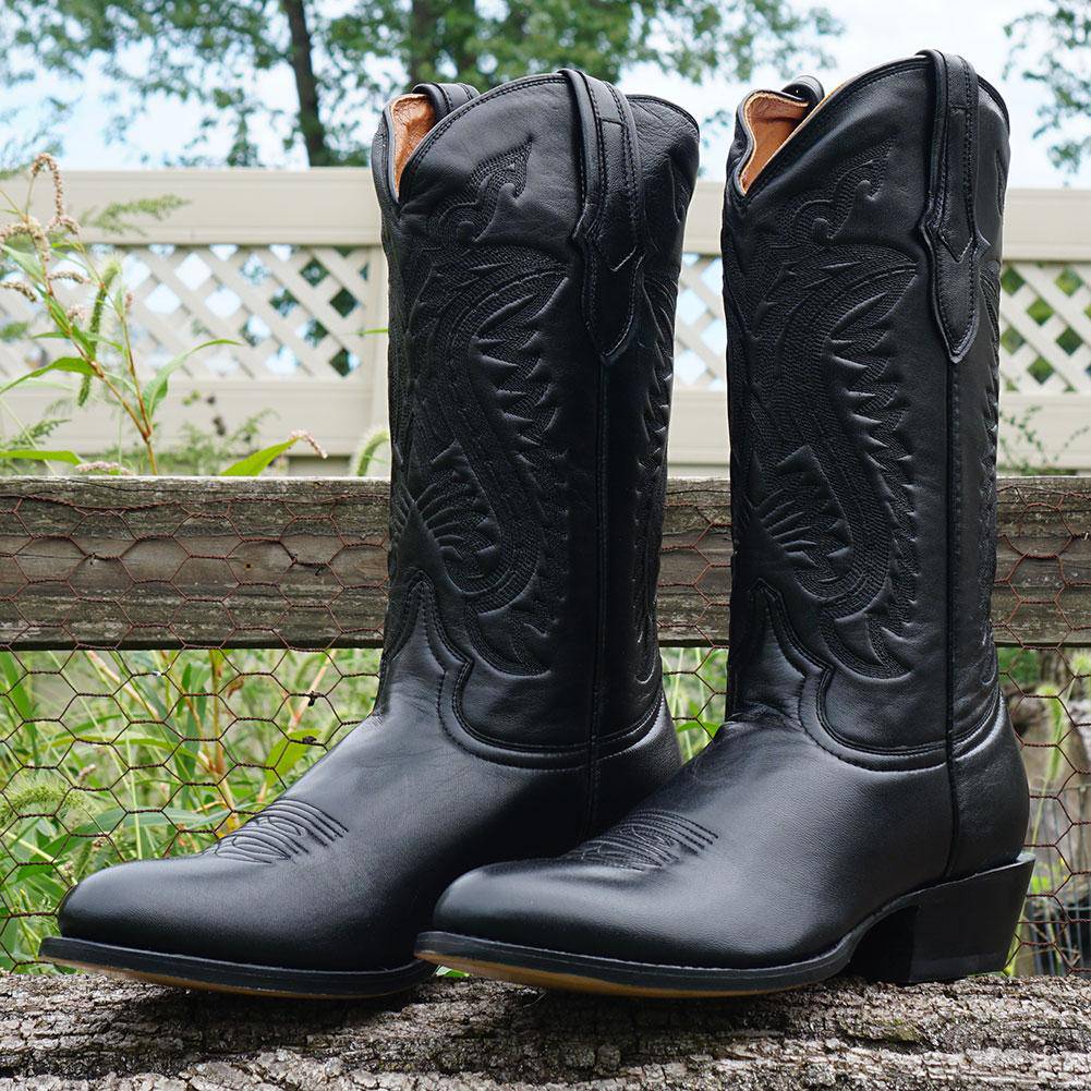 Soto Boots Men's Classic Dress Cowboy Boots – Black Leather | Round Toe | Goodyear Welt