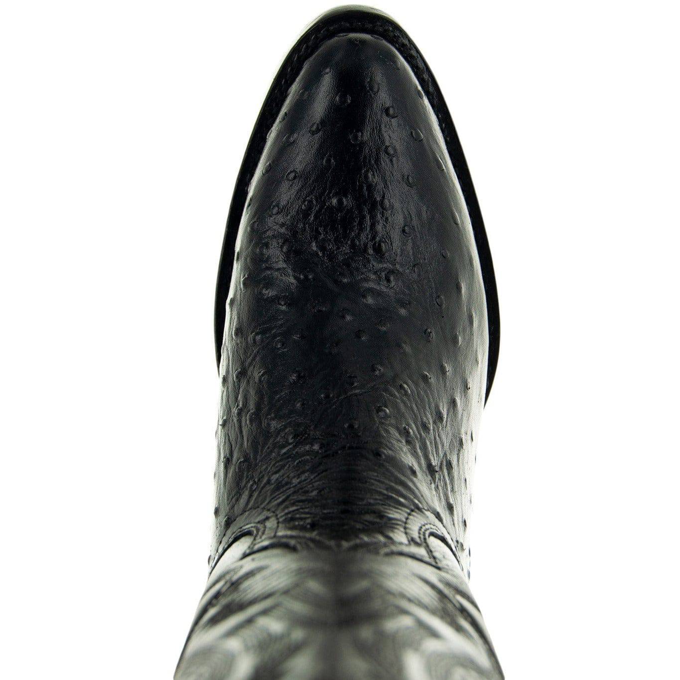 Soto Boots Men's Ostrich Print Dress Cowboy Boots – Black Leather | Round Toe | Goodyear Welt