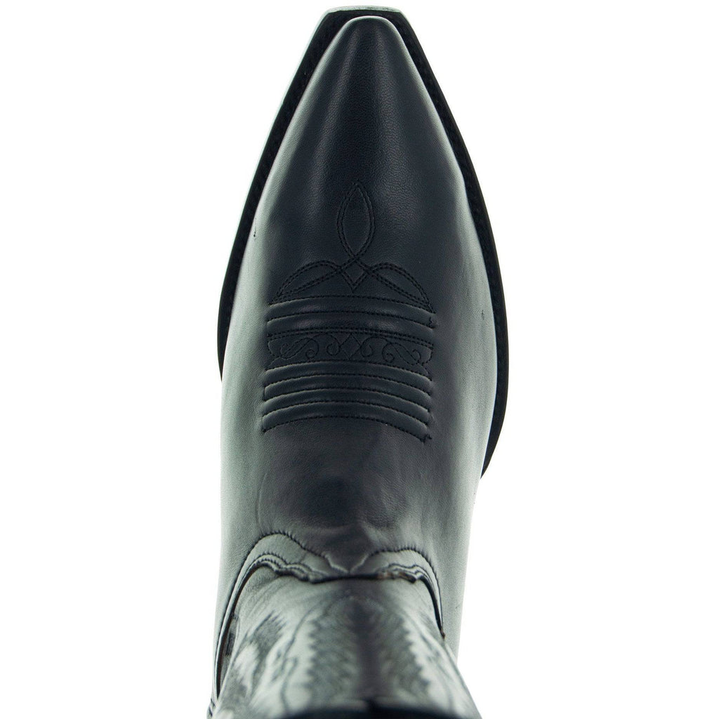 Soto Boots Men's Snip Toe Cowboy Boots – Black Leather | Burnished | Goodyear Welt
