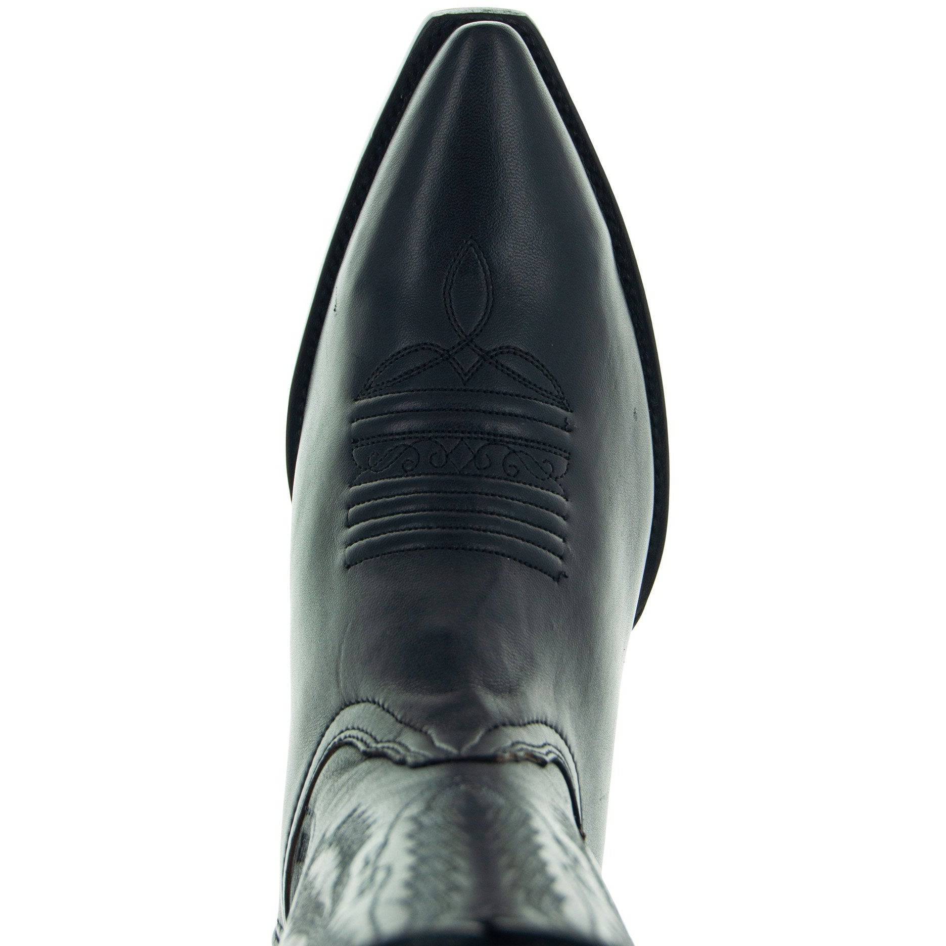 Soto Boots Men's Snip Toe Cowboy Boots – Black Leather | Burnished | Goodyear Welt