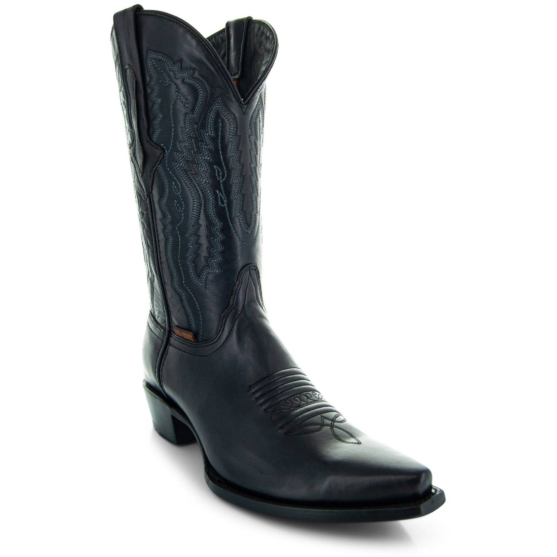 Soto Boots Men's Snip Toe Cowboy Boots – Black Leather | Burnished | Goodyear Welt