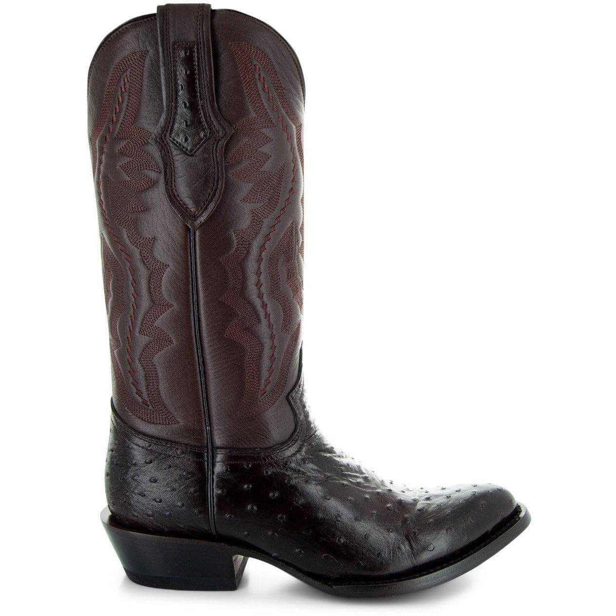 Soto Boots Men's Ostrich Print Dress Cowboy Boots – Brown Leather | Round Toe | Goodyear Welt
