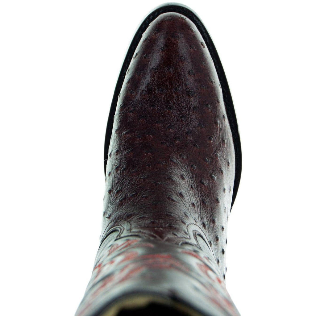 Soto Boots Men's Ostrich Print Dress Cowboy Boots – Brown Leather | Round Toe | Goodyear Welt