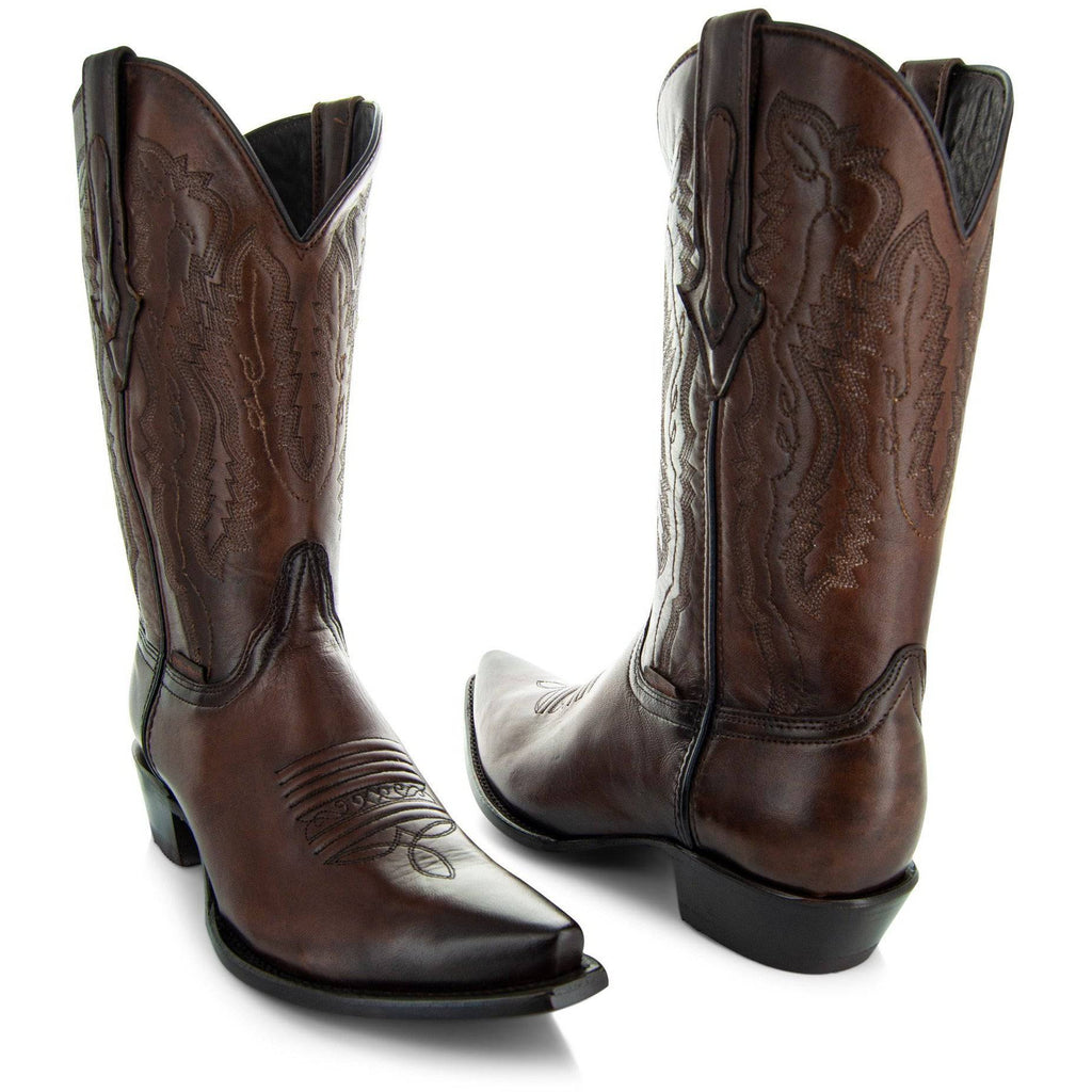Soto Boots Men's Snip Toe Cowboy Boots – Burnished Brown Leather | Goodyear Welt