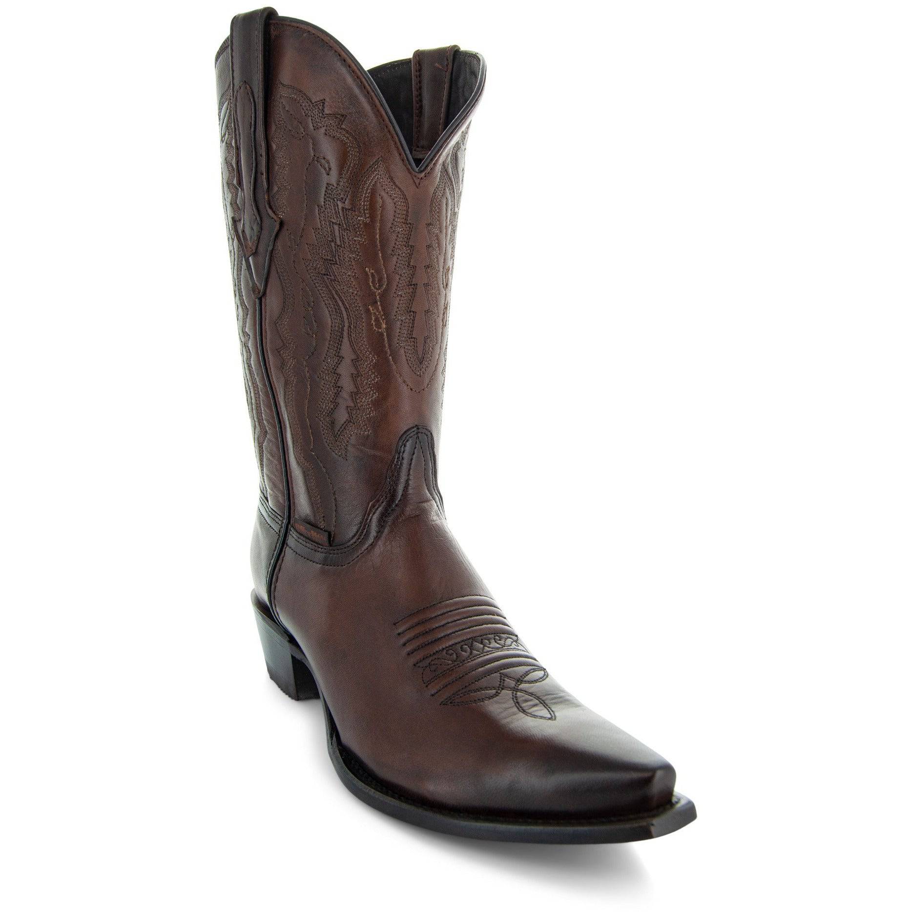 Soto Boots Men's Snip Toe Cowboy Boots – Burnished Brown Leather | Goodyear Welt
