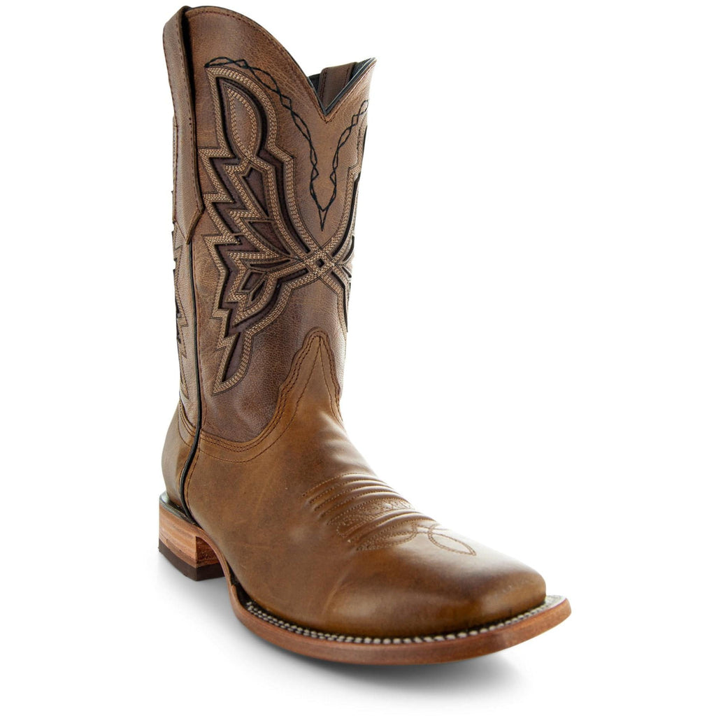 Soto Boots Men's Broad Square Toe Cowboy Boots – Tan Leather | Goodyear Welt