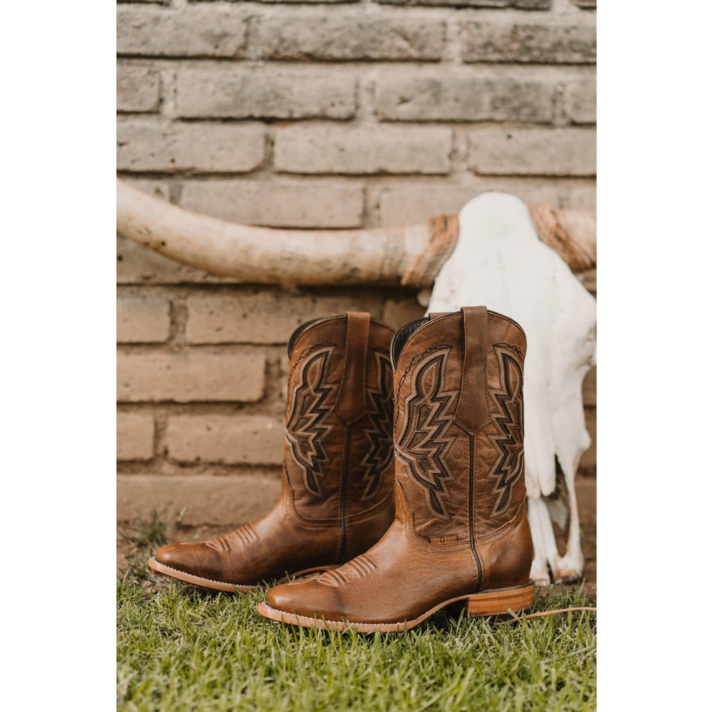 Soto Boots Men's Broad Square Toe Cowboy Boots – Tan Leather | Goodyear Welt