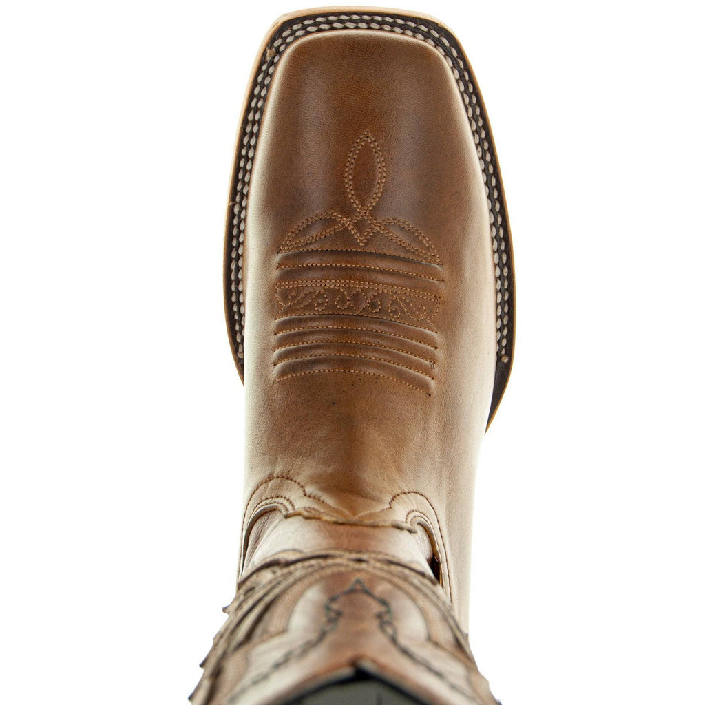 Soto Boots Men's Broad Square Toe Cowboy Boots – Tan Leather | Goodyear Welt