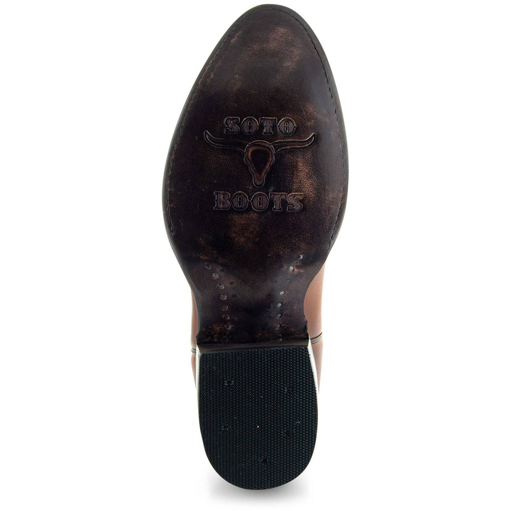 Soto Boots Men's Classic Dress Cowboy Boots – Tan Leather | Round Toe | Goodyear Welt