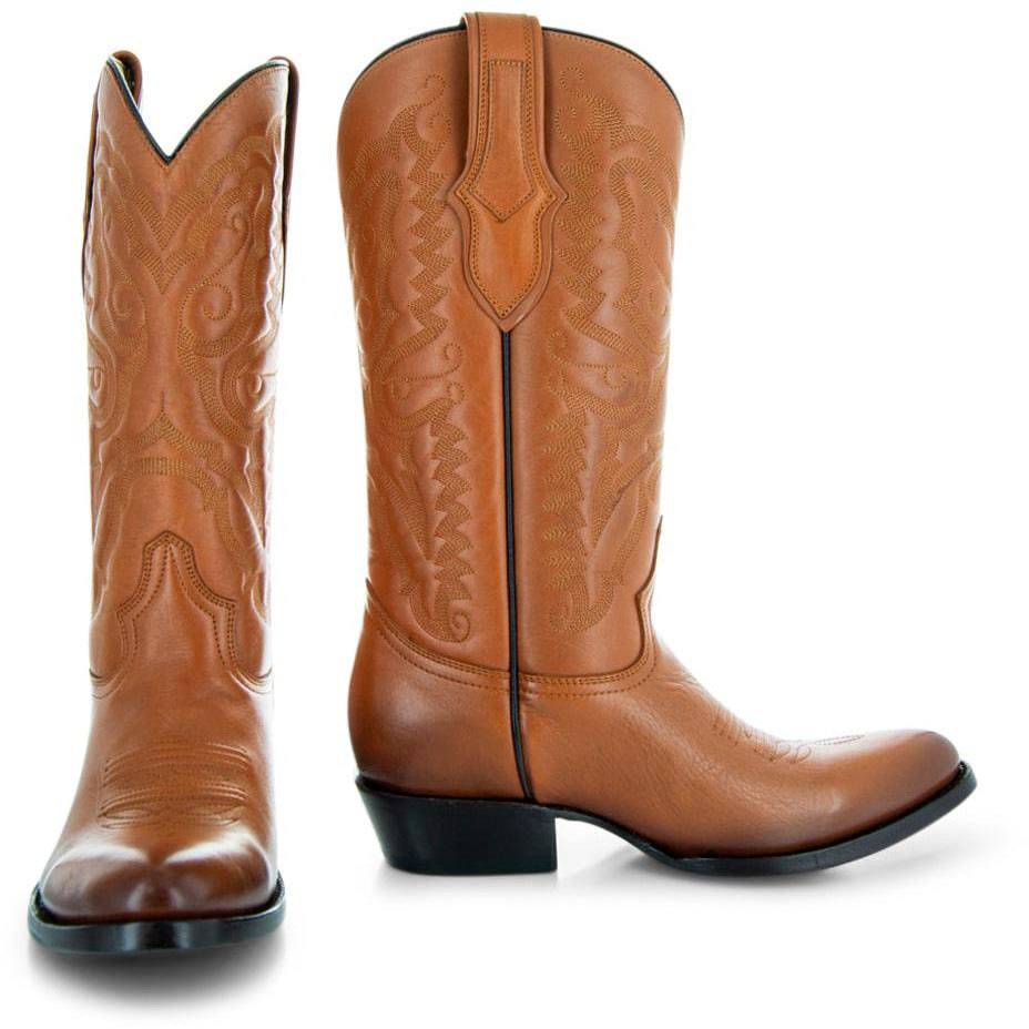 Soto Boots Men's Classic Dress Cowboy Boots – Tan Leather | Round Toe | Goodyear Welt