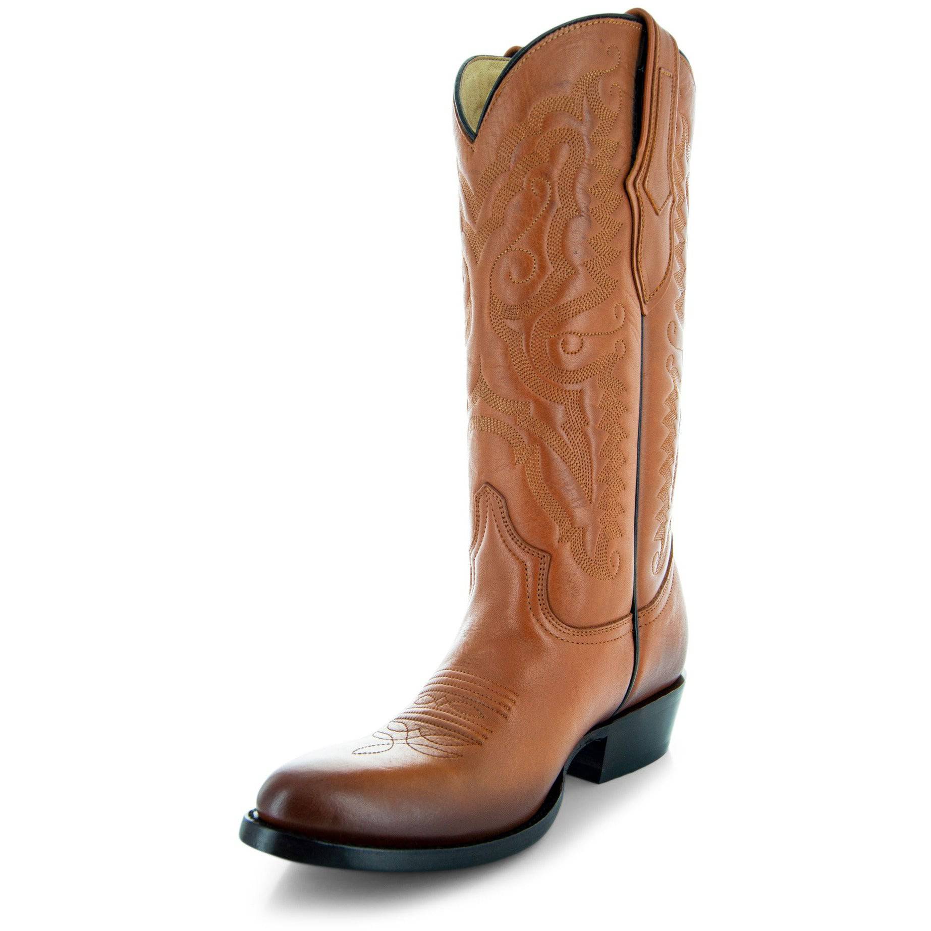 Soto Boots Men's Classic Dress Cowboy Boots – Tan Leather | Round Toe | Goodyear Welt