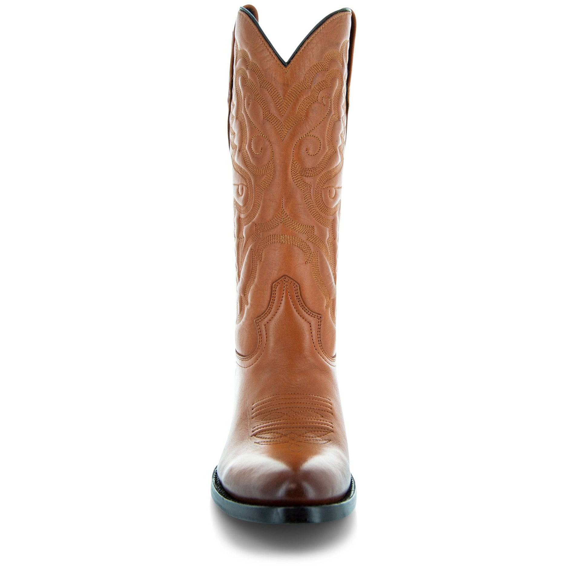 Soto Boots Men's Classic Dress Cowboy Boots – Tan Leather | Round Toe | Goodyear Welt