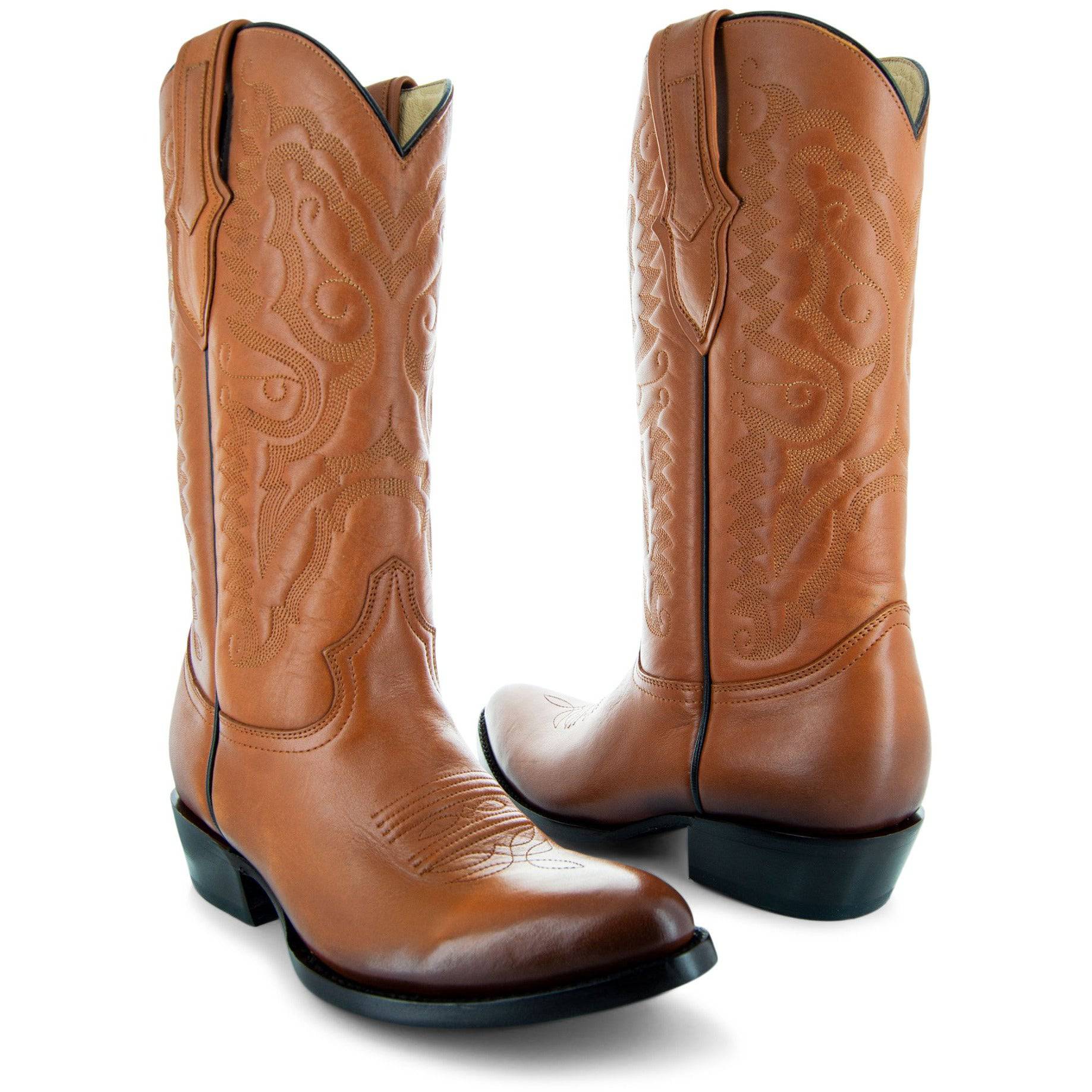Soto Boots Men's Classic Dress Cowboy Boots – Tan Leather | Round Toe | Goodyear Welt